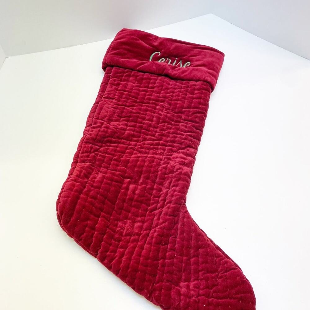 Pottery Barn Red Velvet Large Soft Stocking Personalized Cerise NWT